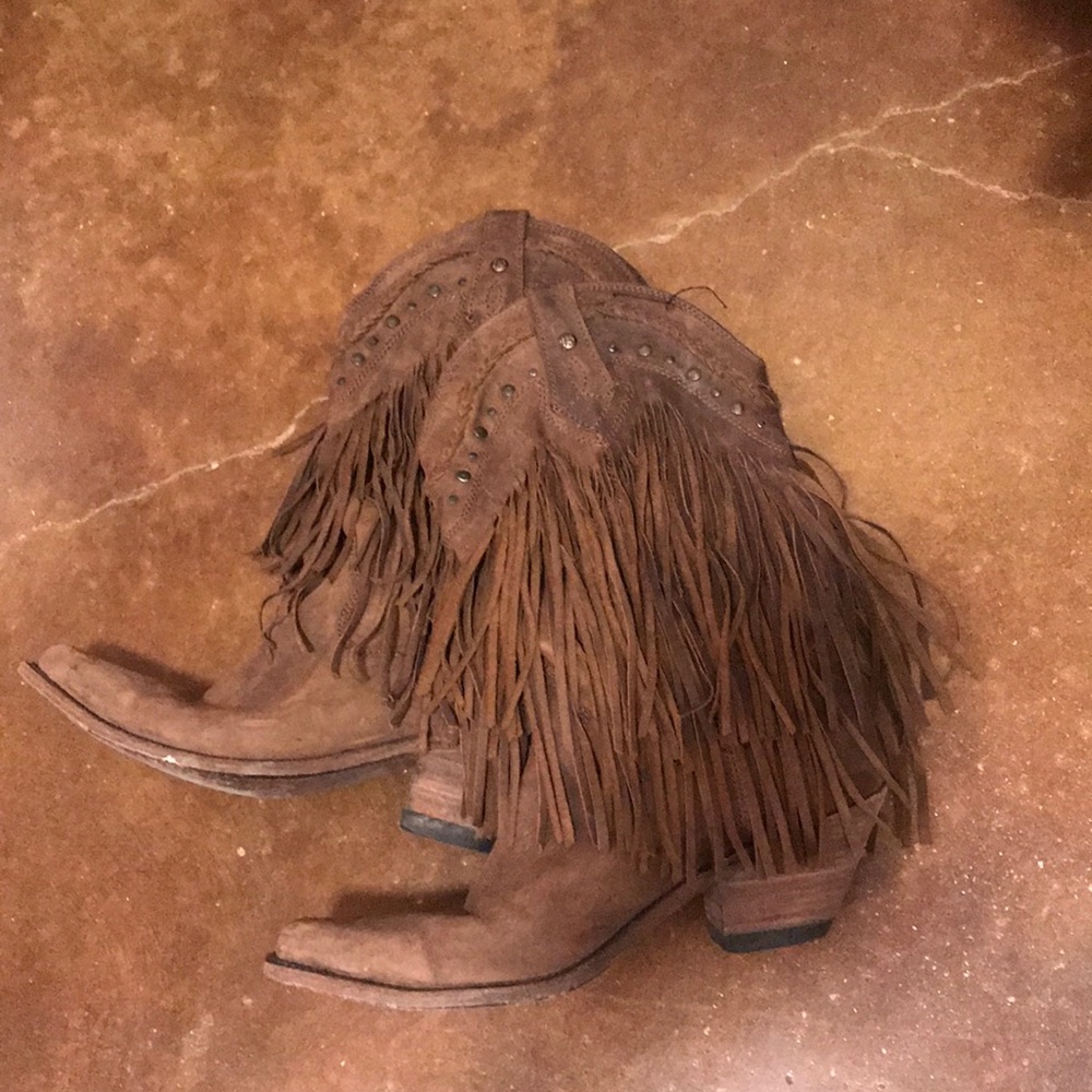 Liberty black fringe boots